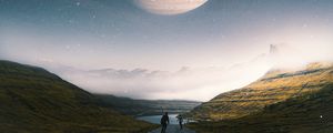 Preview wallpaper road, people, planet, space, landscape