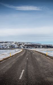 Preview wallpaper road, plain, snow, hill