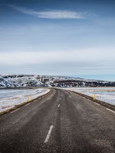 Preview wallpaper road, plain, snow, hill