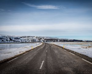 Preview wallpaper road, plain, snow, hill