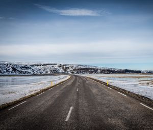 Preview wallpaper road, plain, snow, hill