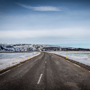 Preview wallpaper road, plain, snow, hill