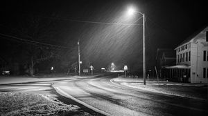 Preview wallpaper road, rain, lamp, night