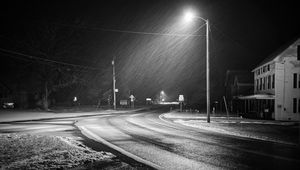 Preview wallpaper road, rain, lamp, night