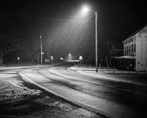 Preview wallpaper road, rain, lamp, night