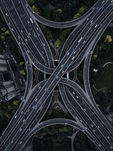 Preview wallpaper road, road junction, aerial view, multi-level, tangled