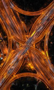 Preview wallpaper road, road junction, aerial view, tangled, construction