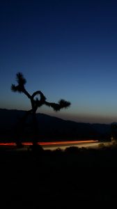 Preview wallpaper road, roadside, twilight, dark, lights, long exposure