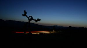 Preview wallpaper road, roadside, twilight, dark, lights, long exposure