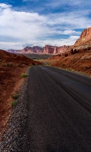 Preview wallpaper road, rocks, canyon, nature