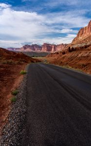 Preview wallpaper road, rocks, canyon, nature