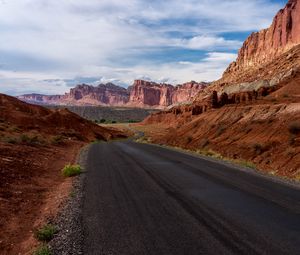 Preview wallpaper road, rocks, canyon, nature