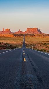 Preview wallpaper road, rocks, canyon, bushes, desert