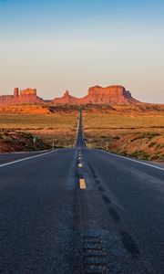 Preview wallpaper road, rocks, canyon, bushes, desert