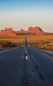 Preview wallpaper road, rocks, canyon, bushes, desert