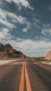 Preview wallpaper road, rocks, view, nature