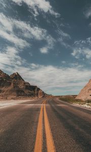 Preview wallpaper road, rocks, view, nature