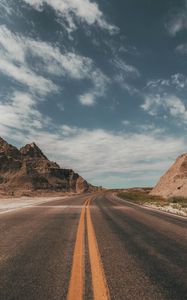 Preview wallpaper road, rocks, view, nature