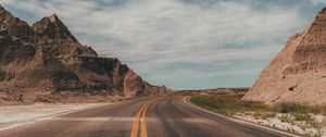 Preview wallpaper road, rocks, view, nature