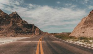 Preview wallpaper road, rocks, view, nature