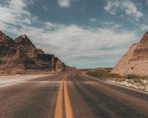 Preview wallpaper road, rocks, view, nature