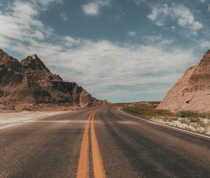 Preview wallpaper road, rocks, view, nature