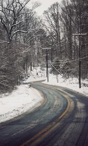 Preview wallpaper road, rotate, snow