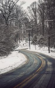 Preview wallpaper road, rotate, snow