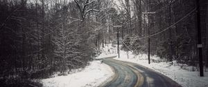 Preview wallpaper road, rotate, snow