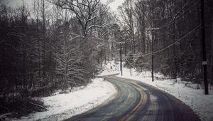 Preview wallpaper road, rotate, snow