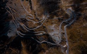 Preview wallpaper road, serpentine, aerial view, mountains, winding