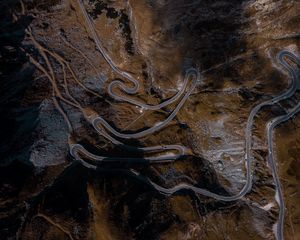 Preview wallpaper road, serpentine, aerial view, mountains, winding