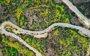 Preview wallpaper road, serpentine, aerial view