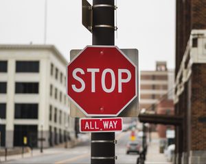 Preview wallpaper road sign, inscription, stop, pillar