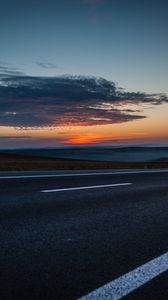 Preview wallpaper road, sky, clouds, marking