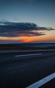 Preview wallpaper road, sky, clouds, marking