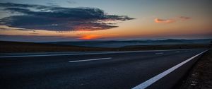 Preview wallpaper road, sky, clouds, marking