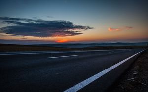 Preview wallpaper road, sky, clouds, marking