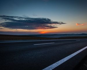 Preview wallpaper road, sky, clouds, marking