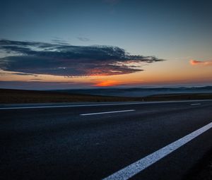 Preview wallpaper road, sky, clouds, marking