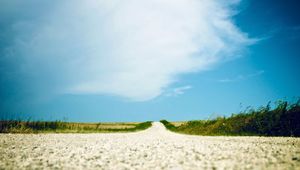 Preview wallpaper road, sky, clouds, structure, from below, asphalt, white