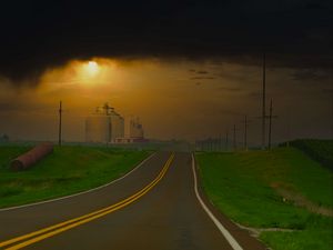 Preview wallpaper road, sky, dark, stripes