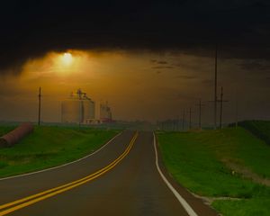 Preview wallpaper road, sky, dark, stripes