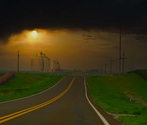 Preview wallpaper road, sky, dark, stripes