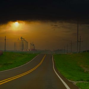 Preview wallpaper road, sky, dark, stripes