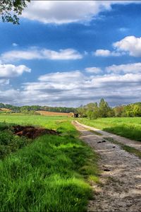 Preview wallpaper road, sky, field, landscape