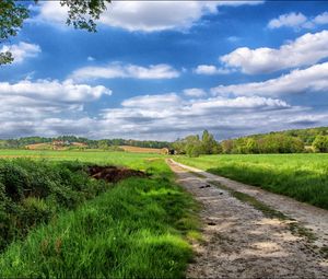 Preview wallpaper road, sky, field, landscape