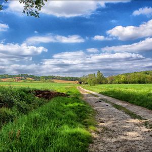 Preview wallpaper road, sky, field, landscape