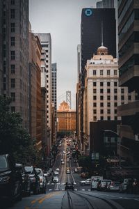 Preview wallpaper road, skyscrapers, buildings, cars, city, markings