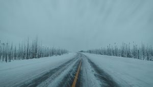 Preview wallpaper road, snow, asphalt, winter, nature